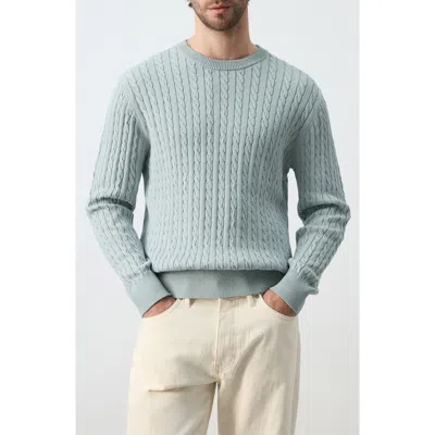 Mango Crewneck Cable Stitch Sweater In Blue