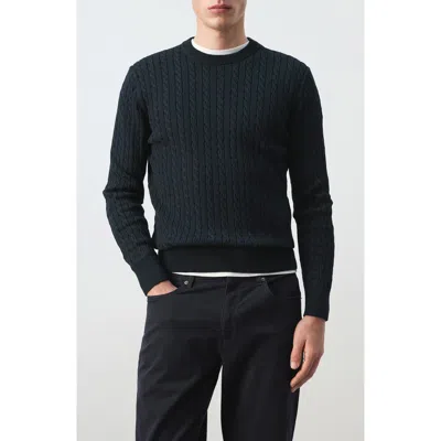 Mango Crewneck Cable Stitch Sweater In Green
