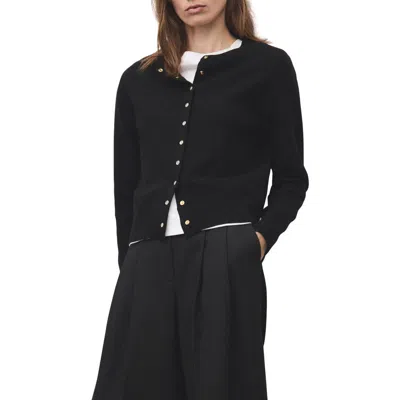 Mango Crewneck Cardigan In Black