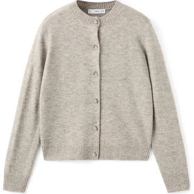 Mango Crewneck Cardigan In Gray