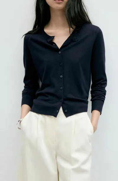 Mango Crewneck Cardigan In Black
