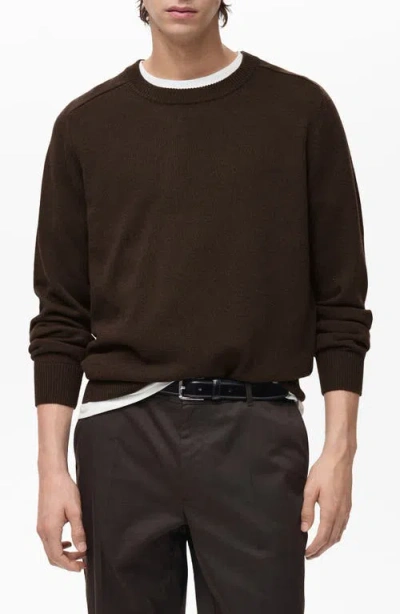 Mango Crewneck Cotton Sweater In Chocolate