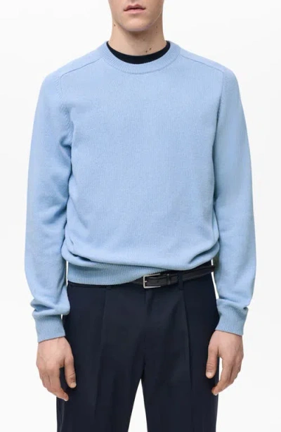 Mango Crewneck Cotton Sweater In Sky Blue