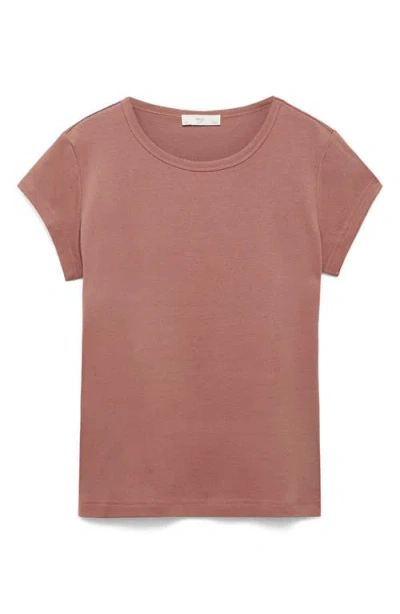 Mango Crewneck Cotton T-shirt In Pink