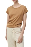 Mango Crewneck Cotton T-shirt In Brown