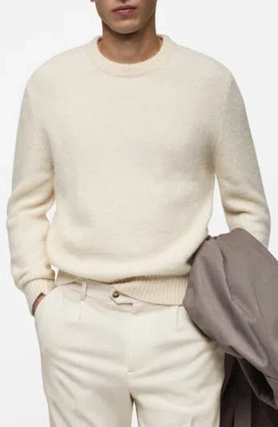 Mango Crewneck Knit Sweater In Gold