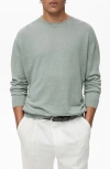 Mango Crewneck Linen Sweater In Green