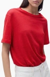 Mango Short-sleeved Linen T-shirt Red In Red