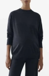 Mango Crewneck Maternity Sweater In Charcoal