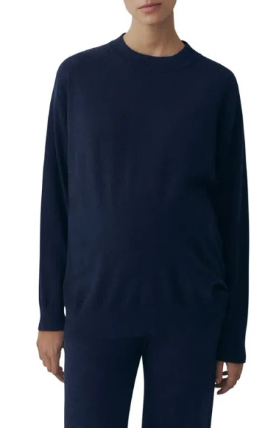 Mango Crewneck Maternity Sweater In Dark Navy