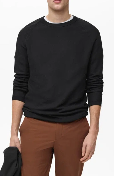 Mango Crewneck Performance Sweater In Black