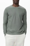 Mango Crewneck Linen Sweater In Green