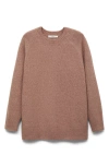 Mango Crewneck Raglan Sleeve Sweater In Brown