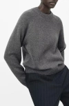 Mango Crewneck Raglan Sleeve Sweater In Gray