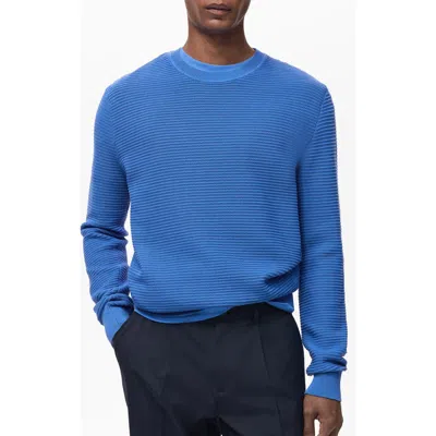 Mango Crewneck Rib Cotton Sweater In China Blue
