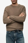 Mango Crewneck Rib Sweater In Coffee