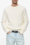 Mango Crewneck Rib Sweater In Off White