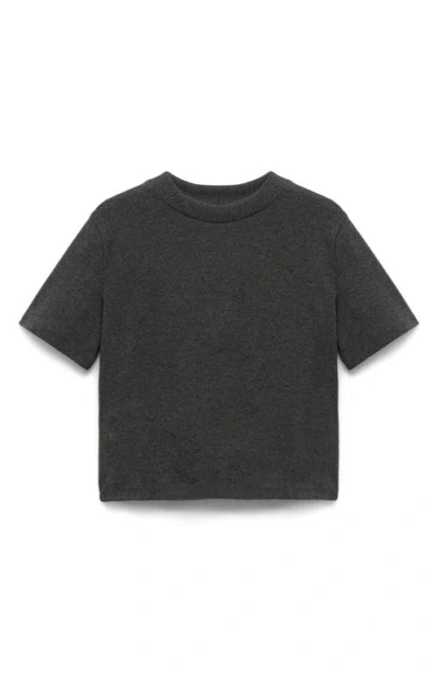 Mango Crewneck Stretch Cotton Blend T-shirt In Gray