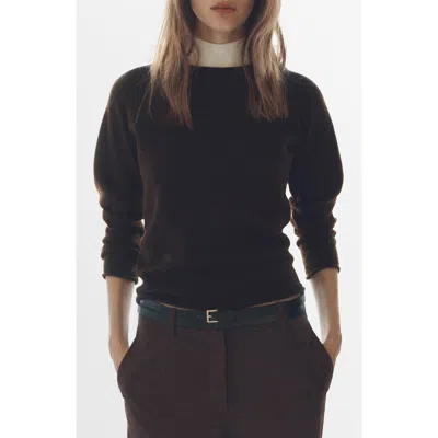 Mango Crewneck Sweater In Brown