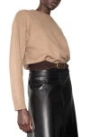 Mango Crewneck Sweater In Brown