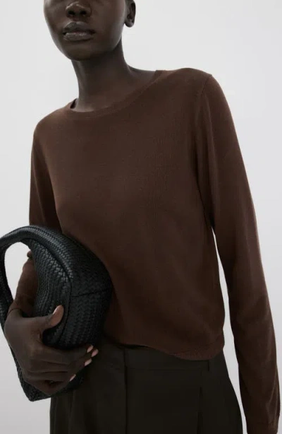 Mango Crewneck Sweater In Brown