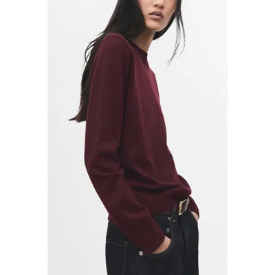 Mango Crewneck Sweater In Burgundy