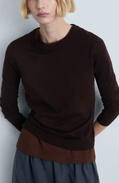 Mango Crewneck Sweater In Chocolate