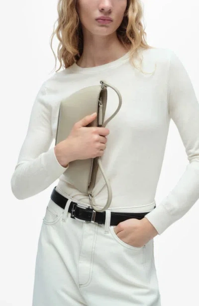 Mango Crewneck Sweater In Ecru