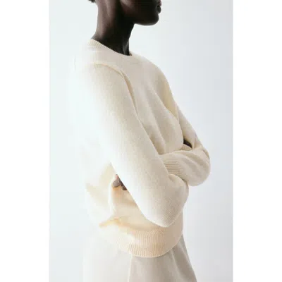 Mango Crewneck Sweater In White
