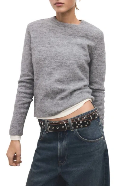 Mango Crewneck Sweater In Gray