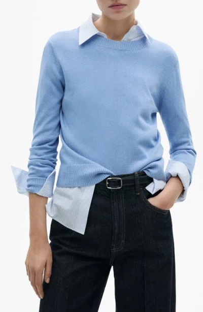 Mango Crewneck Sweater In Sky Blue