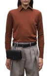 Mango Crewneck Wool Sweater In Brown