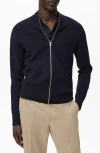 Mango Crewneck Zip Cardigan In Blue