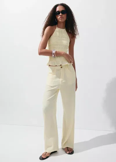 Mango Crinkle Balloon Pants In Yellow