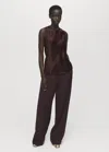 Mango Blouse Satinée Effet Froissé Chocolat - Femme - L -  In Brown