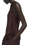 Mango Crinkle Satin Shell Top In Brown
