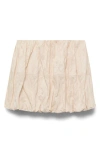 Mango Crinkled Bubble Hem Miniskirt In Neutral