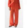 Mango Crinkled Wide Leg Drawstring Pants In Orange