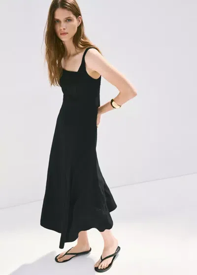 Mango Crinkle-effect A-line Dress In Black