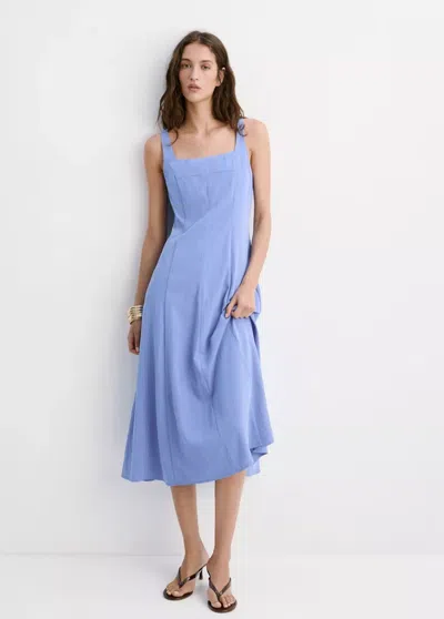 Mango Crinkle-effect A-line Dress In Blue