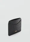 Mango Porte-cartes Effet Croco Noir - Femme - Taille Unique -