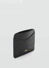 Mango Croc-effect Cardholder Black