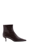 Mango Croc Embossed Bootie In Brown