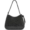 Mango Croc Embossed Faux Leather Shoulder Bag In Grey
