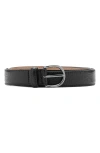 Mango Croc Embossed Leather Belt In Black