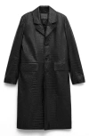 Mango Croc Embossed Leather Coat In Black