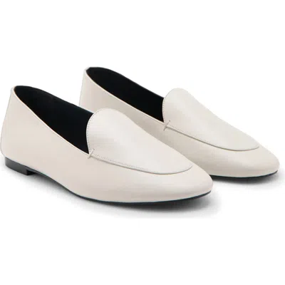 Mango Croc Embossed Leather Loafer In White