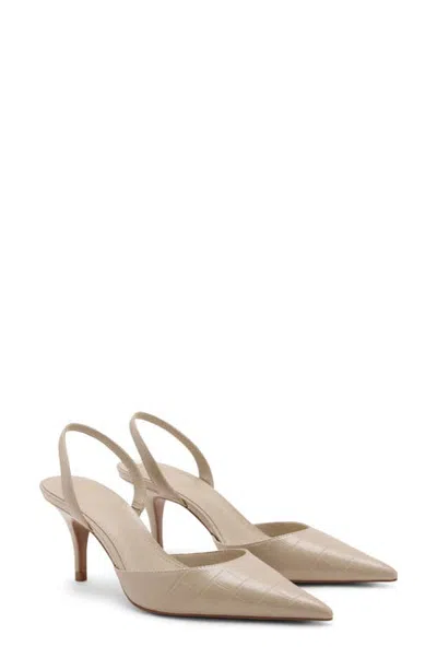 Mango Croc Embossed Slingback Pump In Neutral