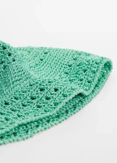 Mango Crochet Bucket Hat Turquoise In Green
