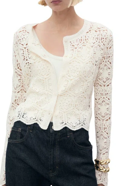 Mango Crochet Cotton Blend Cardigan